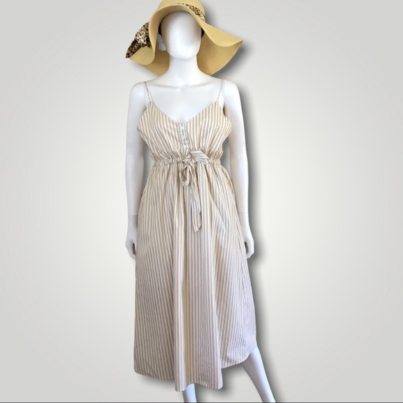 Line & Dot Spaghetti Strap Adjustable Stripe Dress - Picture 3 of 6